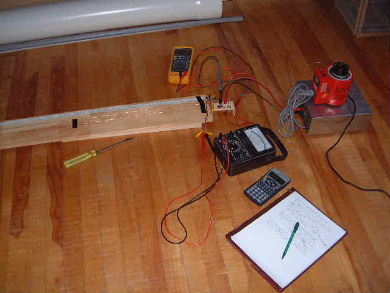 Testing the Mini-Circuits POS-400+ UHF oscillator circuit using 
      a lecher line and an analog meter.