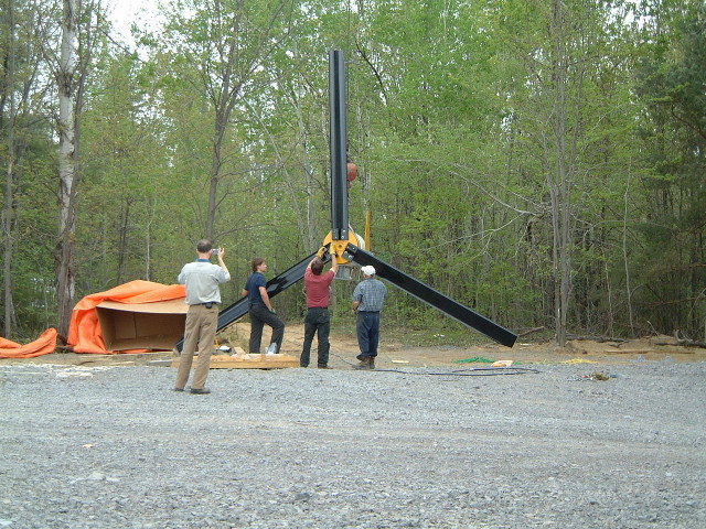 Preparing the wind turbine's blades.