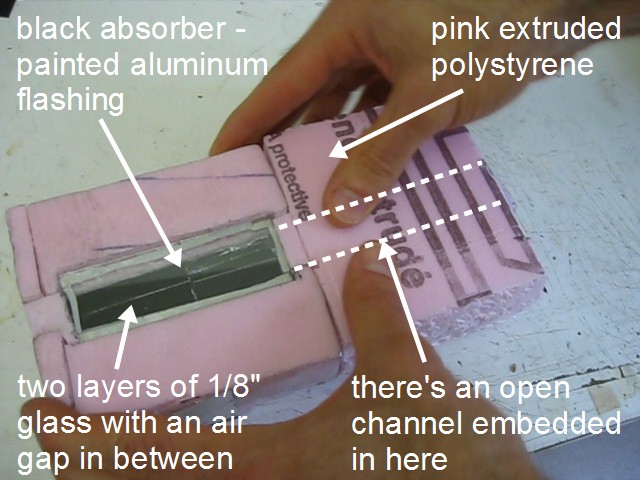 Mini solar tower version 4 made of extruded polystyrene.