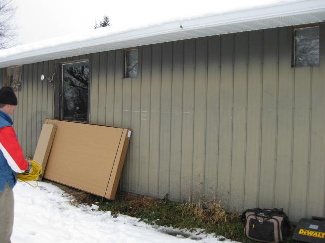 The side of the horse barn before installing the solarsheat.