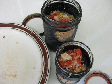 'Stuffed pepper' in the solar cooking jars.