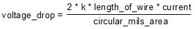 Voltage drop formula.