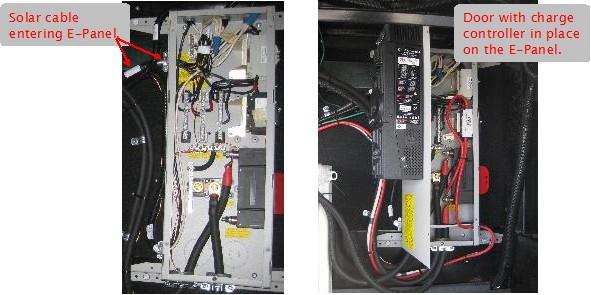 Running the cable into the E-Panel and putting on the charge controller door.