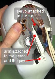 The servo and jaw arm for the Arduino controlled skull.