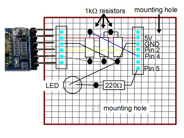 HC-05 circuit layout for perfboard.