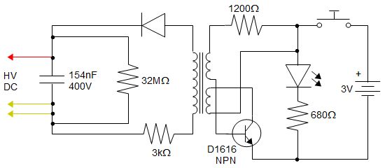 Electric fly swatter/zapper racket schematic.