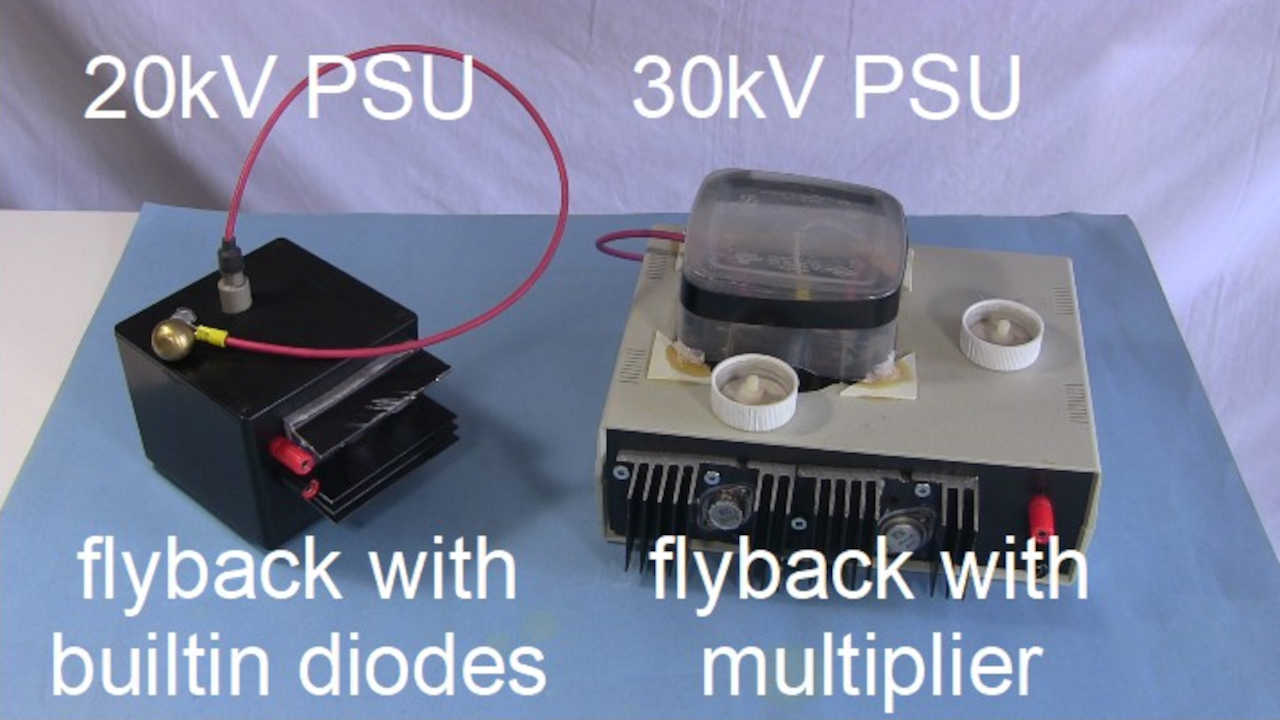 20kV and 30kV homemade/DIY high voltage power supplies.