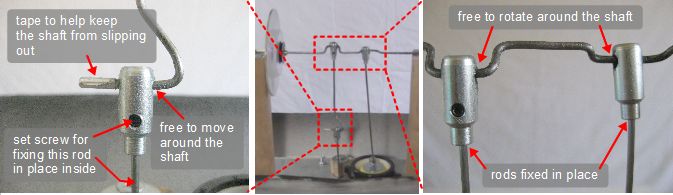 How the Stirling engine rods and shafts are connected together.