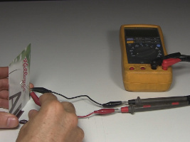 Close-up of the meter connections to the photoresistor/photocell.