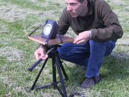 The photophone transmitter transmitting sound via sunlight.