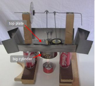 Big Stirling engine for use with solar concentration using a fresnel lens outdoors.